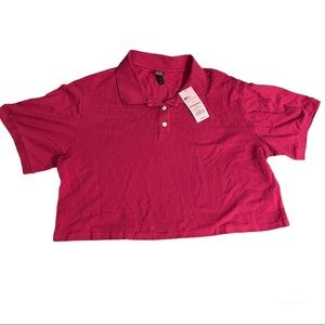 Wild Fable hot pink boxy crop polo tee large